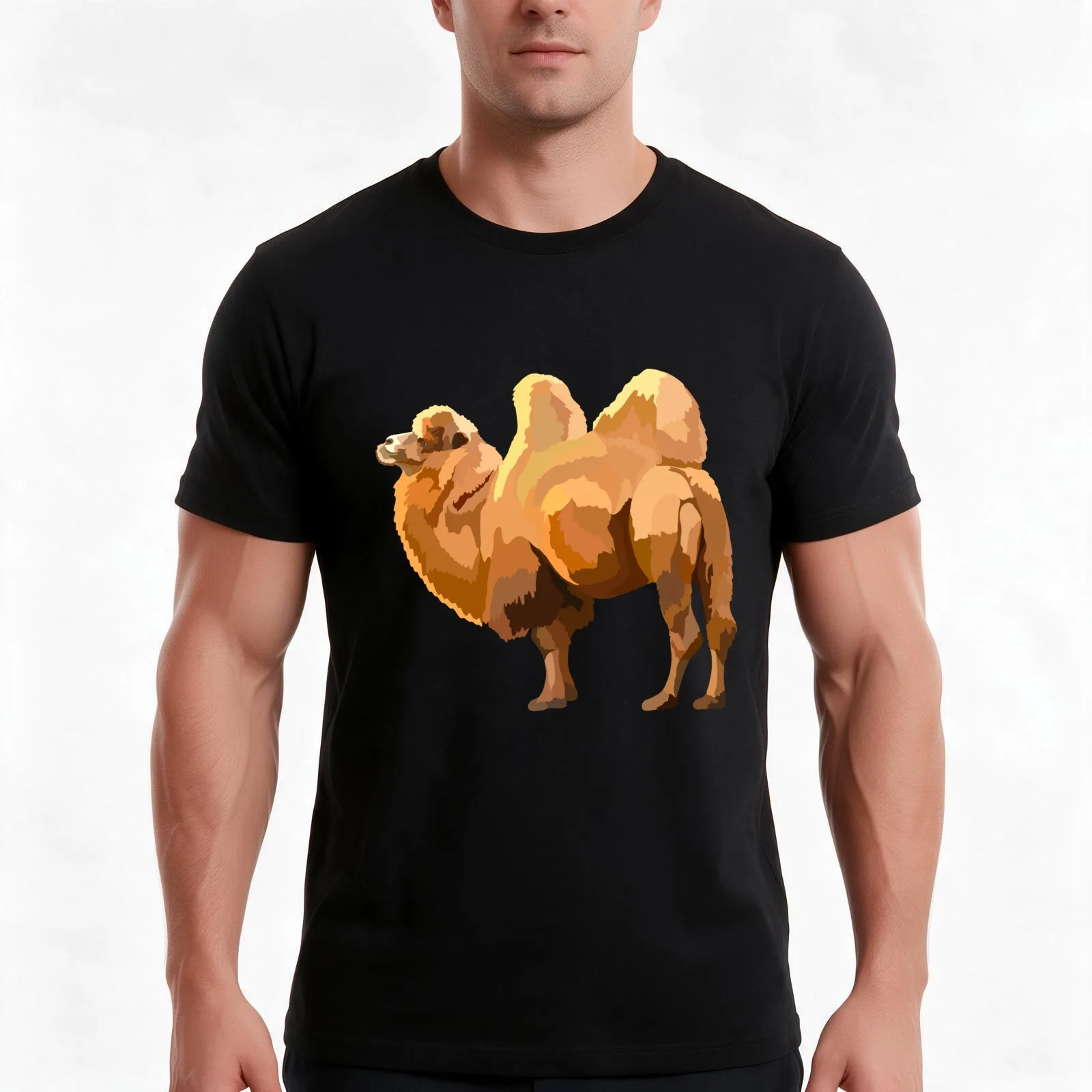 B is for Bactrian Camel T-Shirt, Summer Casual Cotton Tee, Oversized Streetwear Tops, Vintage Graphic Print, Unisex Men Women