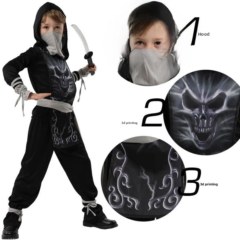 Loween Cosplay Anime Ninja Performance Costume B022 Ninja Outfit Roupa de Palco Infantil Festival Chinês Tradicional