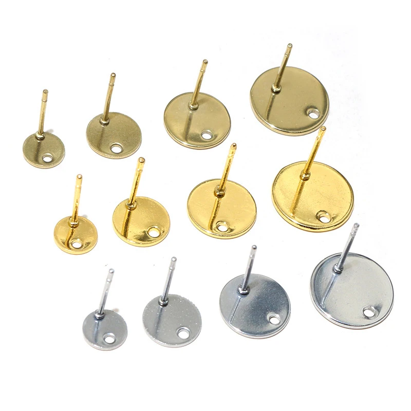 20pcs 6-12mm Stainless Steel Earring Studs Pins Craft Findings for Stud Earrings DIY Jewelry Making Accessories Findings image 2