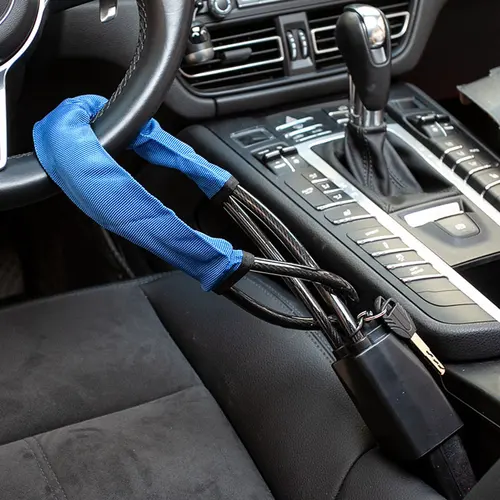 Imagen 2 del producto Bloqueo del volante del coche Dispositivo antirrobo universal con hebillas de cinturón de seguridad con 3 llaves antirrobo para camión SUV Van RV seguridad