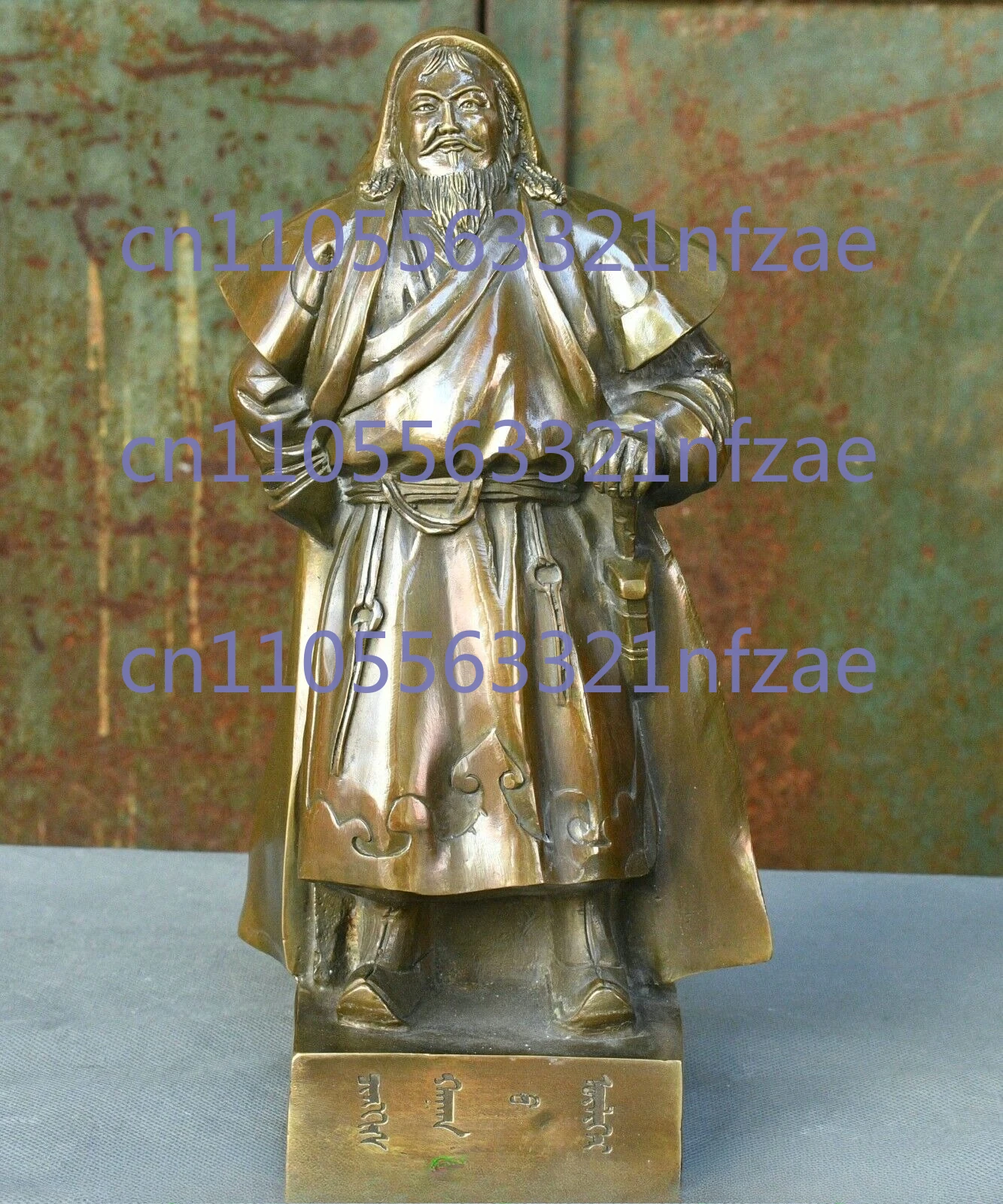 12 "الصين البرونزية النحاس جنكيز خان جينغهيز خان تيموجين قائد بطل تمثال