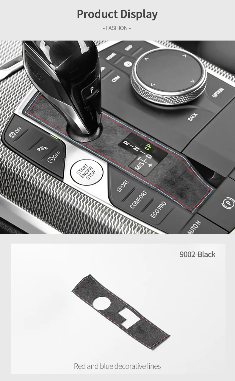 Aus Alcantara Gefertigter Schalthebel-Panelrahmen-Aufkleber für BMW G20 G22 G07 F44 I4 G29 X3 G01 X5 G05 G06, Auto-Innenausstattung Zubehör – Detail 8