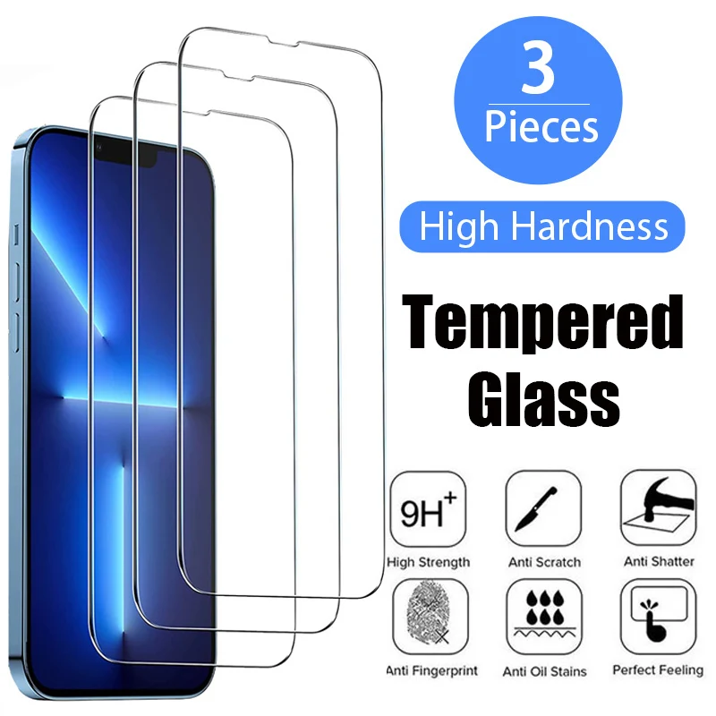 3PCS Tempered Glass For iPhone 14 13 12 11 Pro XR X XS Max Screen Protector For iPhone 12 Pro Max Mini 7 8 6 6S Plus 5S SE Glass