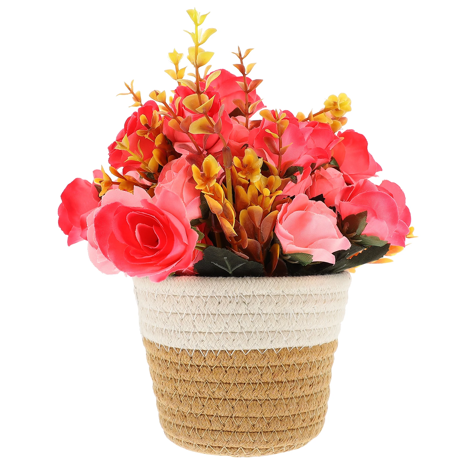 

Creative Woven Flower Basket Fake Potted Ornament Artificial Green Plants Indoor Decorative Bonsai Rattan Pot Fake Plant Decor