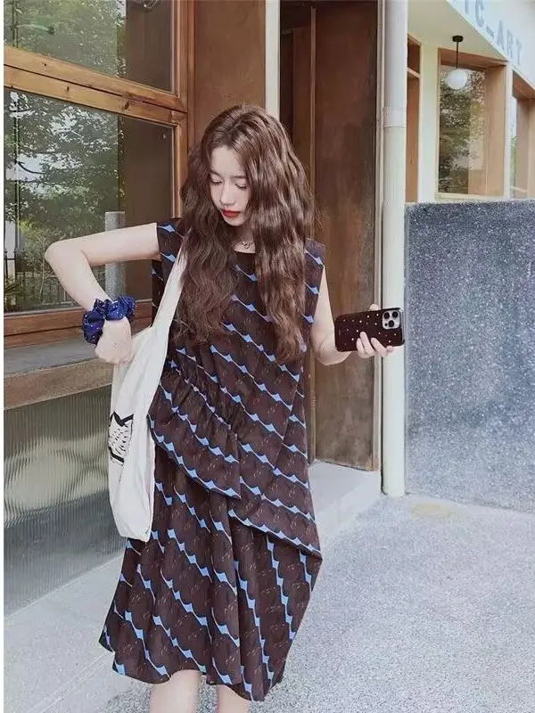 

plus Size 300 Pou Trendy Loose Vest Skirt Women's New Versatile A-Line Skirt Summer Comfortable Breathable Korean Sle