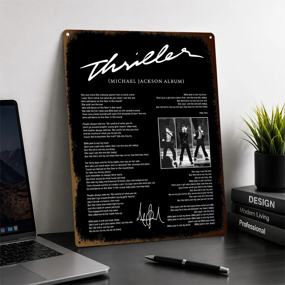 Michael Jackson Billie Jean Lyrics Textured Poster Personalized Metal Tin Sign Pop Icon Tribute Wall Art Made For Music Lovers