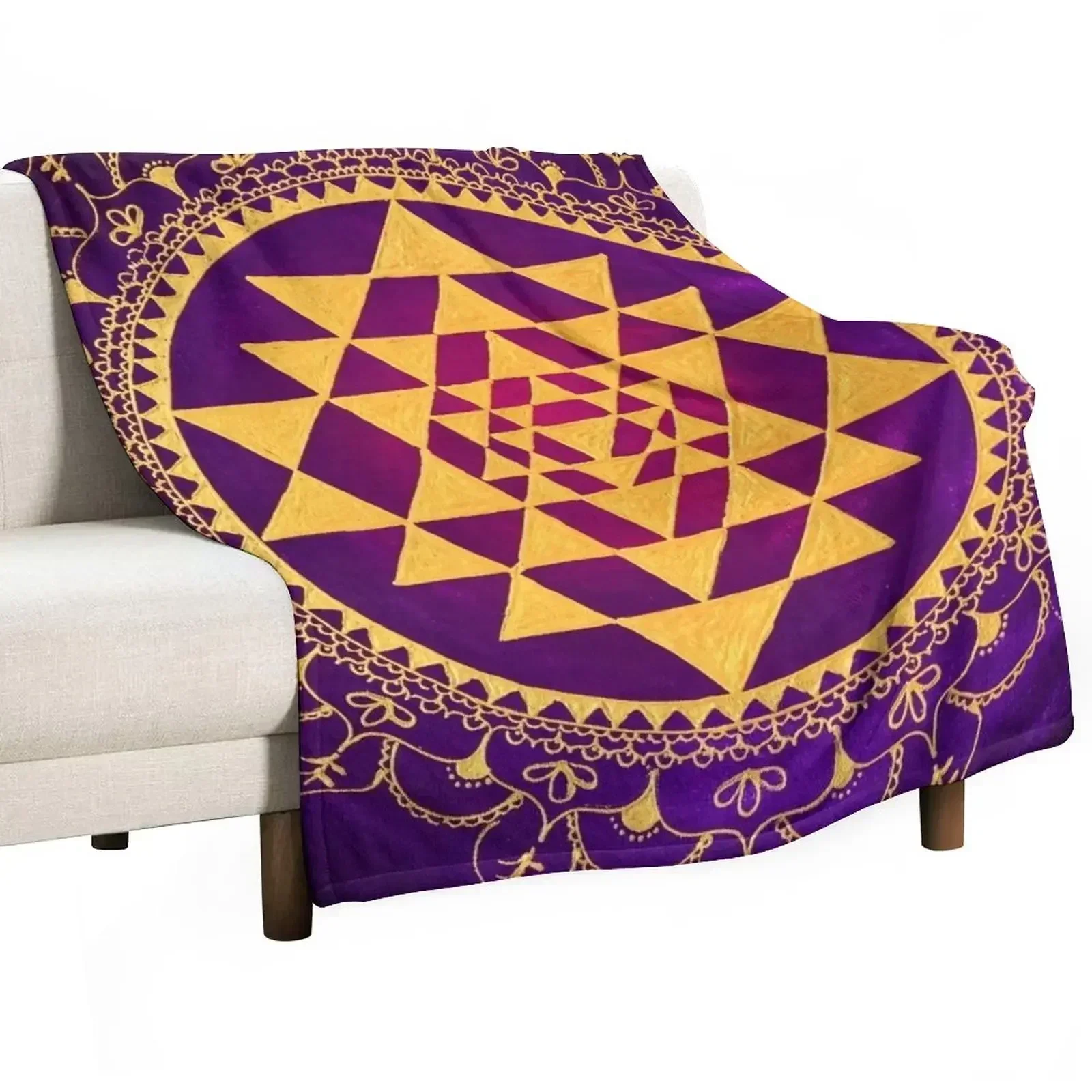 

Sacred Geometry Sri Yantra Throw Blanket Loose Thin Blankets