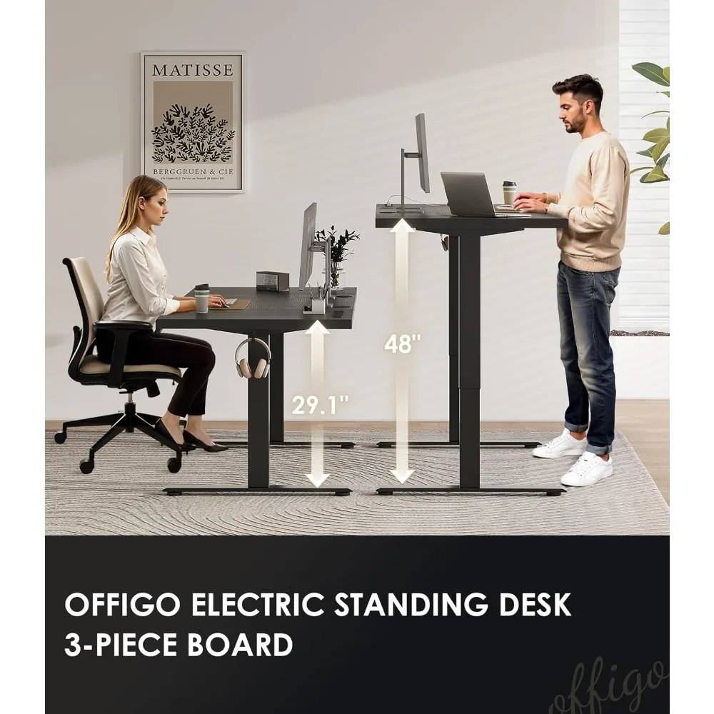 Electric Standing Desk 79 Inch Height Adjustable Large Desk with Power Outlets, Sit Stand Table for Writing and Comfortable Work