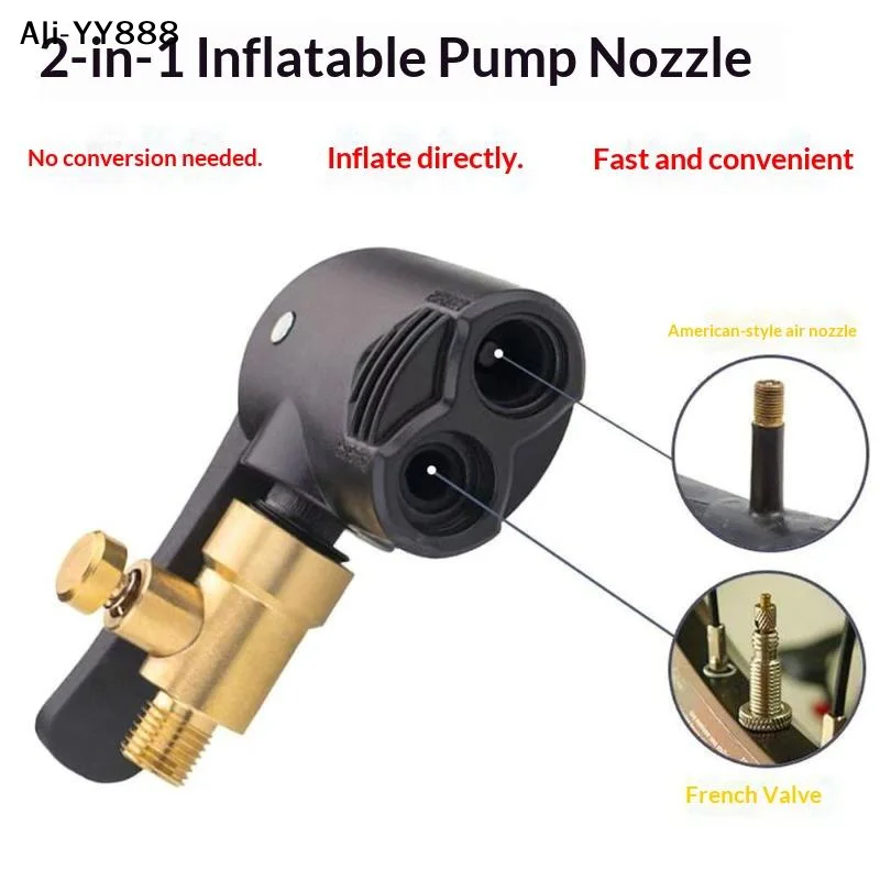 【A】2 In 1 Bicycle Pump Nozzle Adapter Metal Air Chuck Valve Connector For Car Motorcycle Bike Efficient Inflation