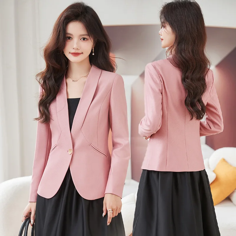 2025 neue Mode Frauen Formale Blazer Damen Rosa Aprikose Schwarz Weibliche Lange Hülse Arbeitskleidung Jacke Mantel Herbst Winter Oberbekleidung