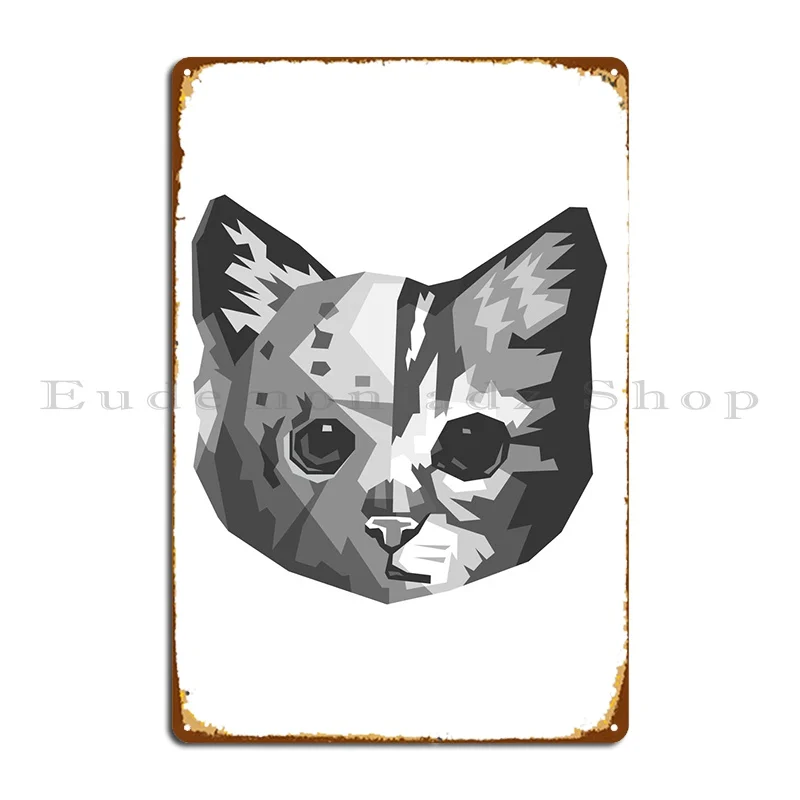 Mask Cat Grayscale Art Metal Plaque Poster Club Design Customize Living Room Decoration Tin Sign Poster