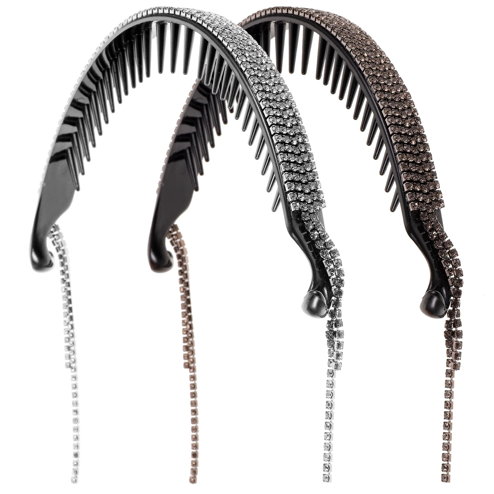 

2Pcs Rhinestone Accessories Tassel Buckle Bun Claw Clip Round Hair Holder Thick Curly Straight Medium Hair Wedding Bridal Shower