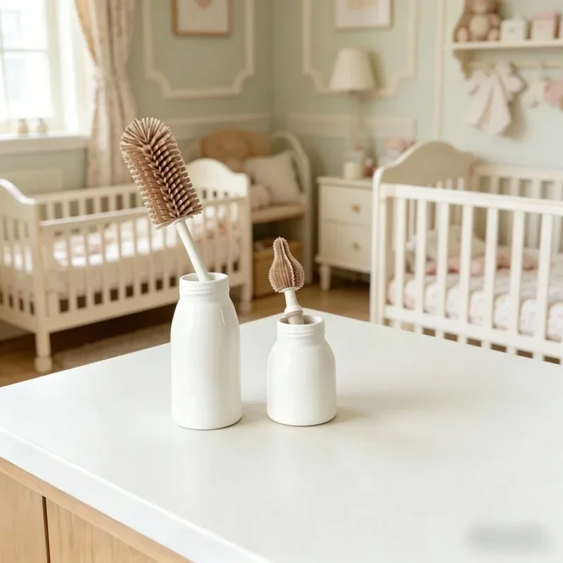 Langstieliges Silikon-Reinigungsbürsten-Set im Koreanischen Ins-Stil Babyflaschen- und Saugerbürste Neugeborenen-Fütterungsreinigungsset