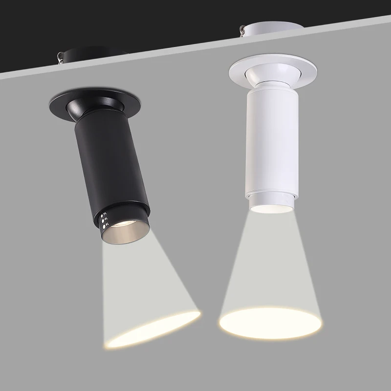 5W/10W COB LED Ceiling Lamp Beam Angle Zoomable Light Fixture Rotatable Recessed Lighting Stepless Focusing Spotlight Hotel