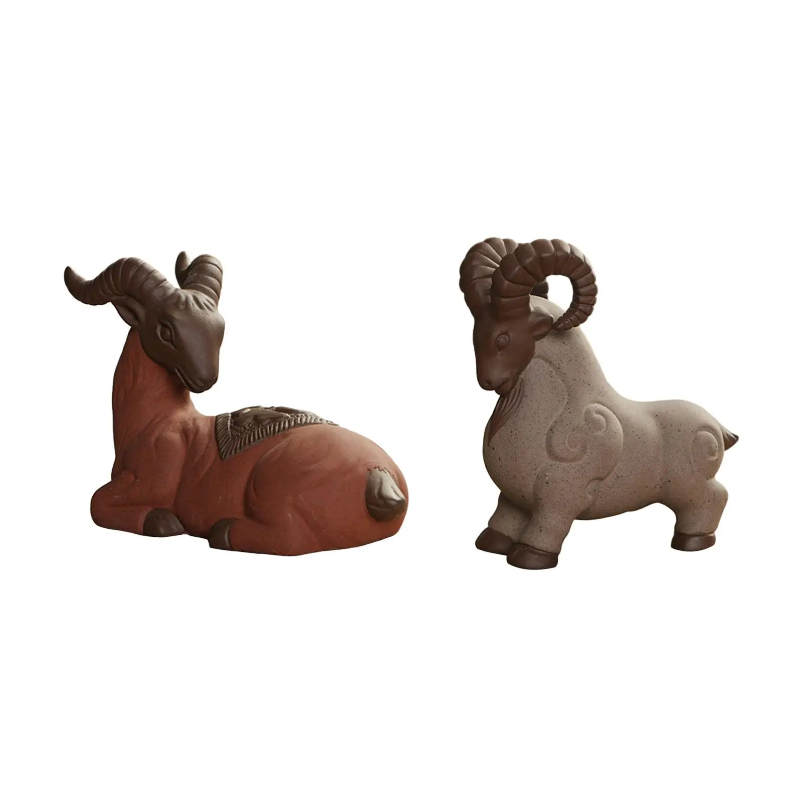 Pottery Clay Mini Goat Sculpture Tea Pet Miniature Souvenir Cute Kung Fu Tea Pet Model for Fairy Garden