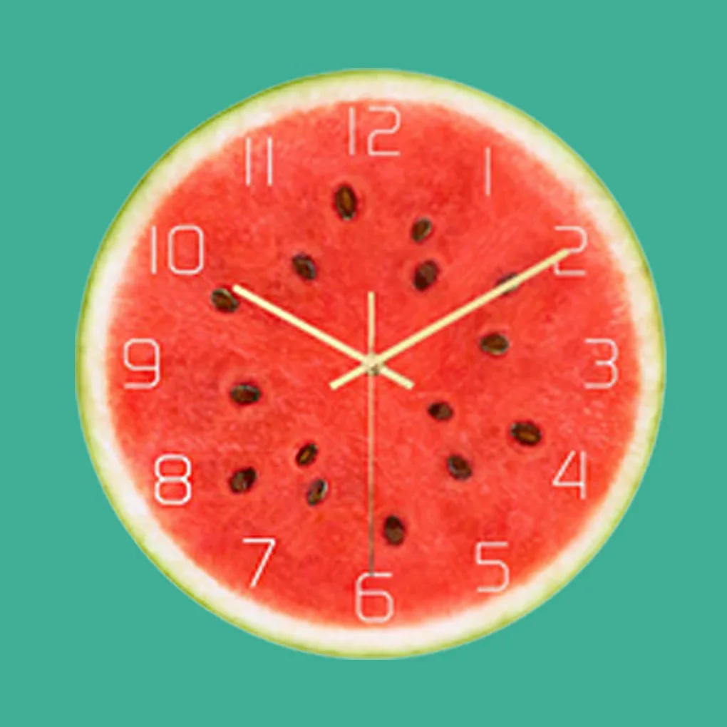 Acrylic Dial Fruits Wall Clock Non-ticking Clock Living Room Kitchen Bedroom Office Decor