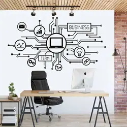 Fashion Technology Computer Circuit Diagram Vinyl Decal Wall Sticker Technology Company Office Game Room Decoration Mural