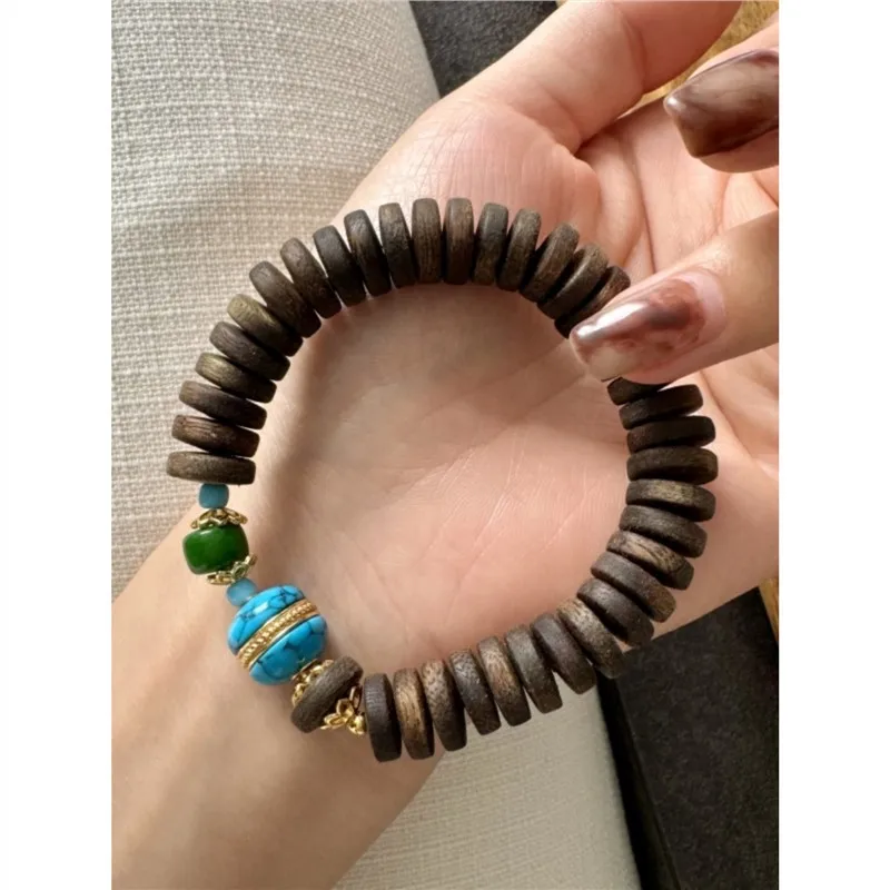 

Design Huangqinan Medicine Tablet With Magnesite Hamburger Jewelry Buddhist Beads Bracelet