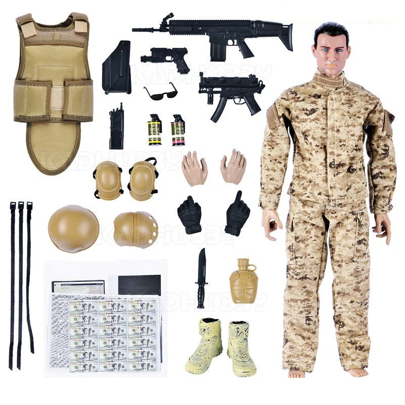 1/6 Special Forces Soldiers BJD Military Army Man SWAT Team Collectible Doll with Weapons Action Toy Figure Set for Boy