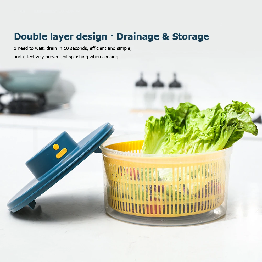 Electric Salad Spinner Fruit Vegetable Household Salad Dehydrator Rechargeable Lettuce Dryer Quick Dry for Washing Drying