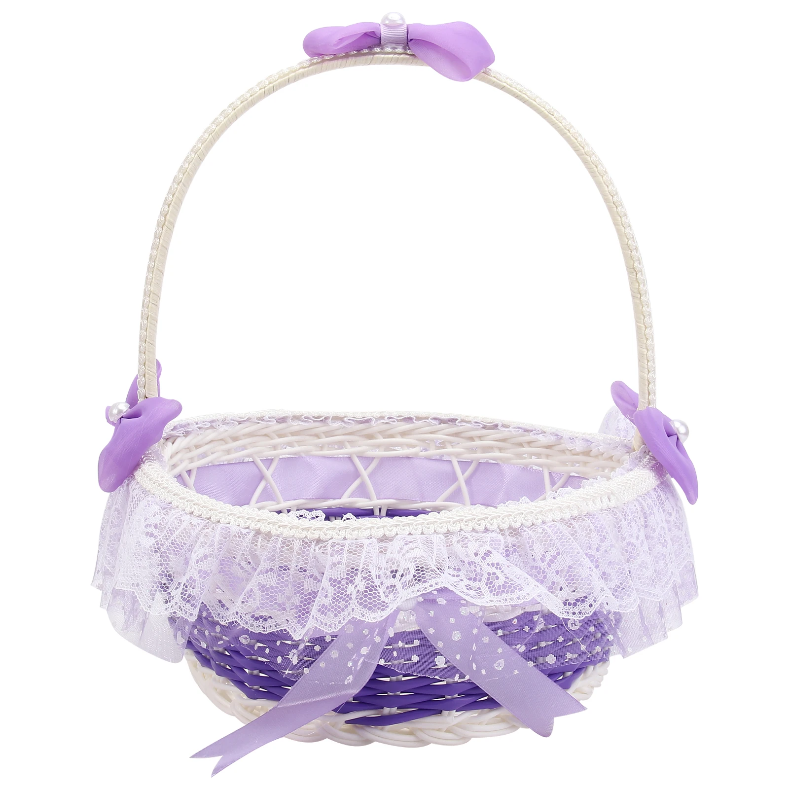 

Petal Basket Hanging Flower for Wedding Girl Fruit Decorative Baskets Plastic Small Bridesmaid