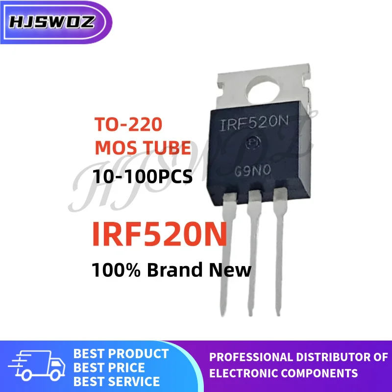 10~100Pcs New IRF520N IRF520NPBF IRF520 TO-220 N-Channel Power MOS Field effect tube In Stock