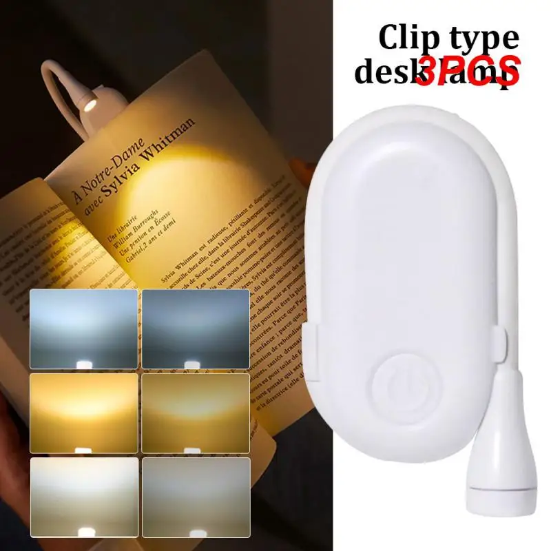 

3PCS Eye Protection Clip Book Light Clip-on Study Desk Lamp Led Reading Lights Flexible Rechargeable Book Light Brightness