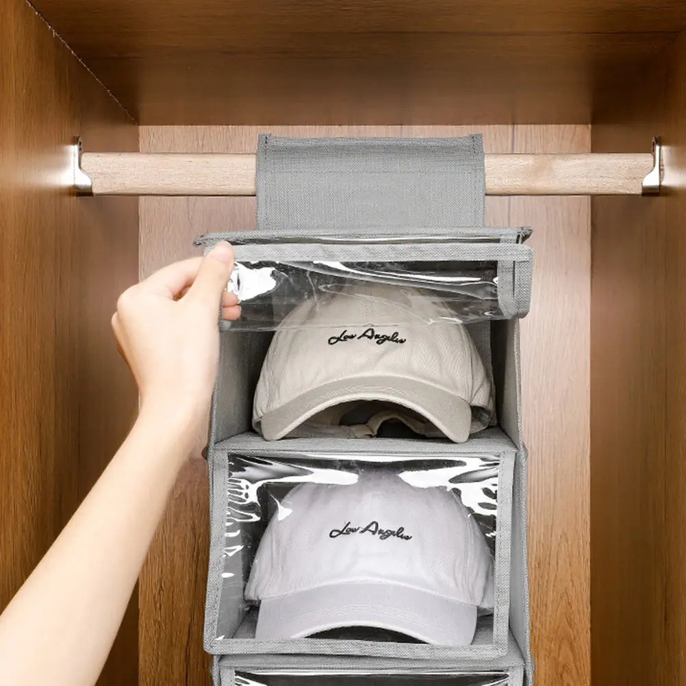

1pc 10 Layers Non-Woven Hanging Storage Bag Thickened Dustproof Waterproof Hats Protector For Wardrobe Reusable Hat Container