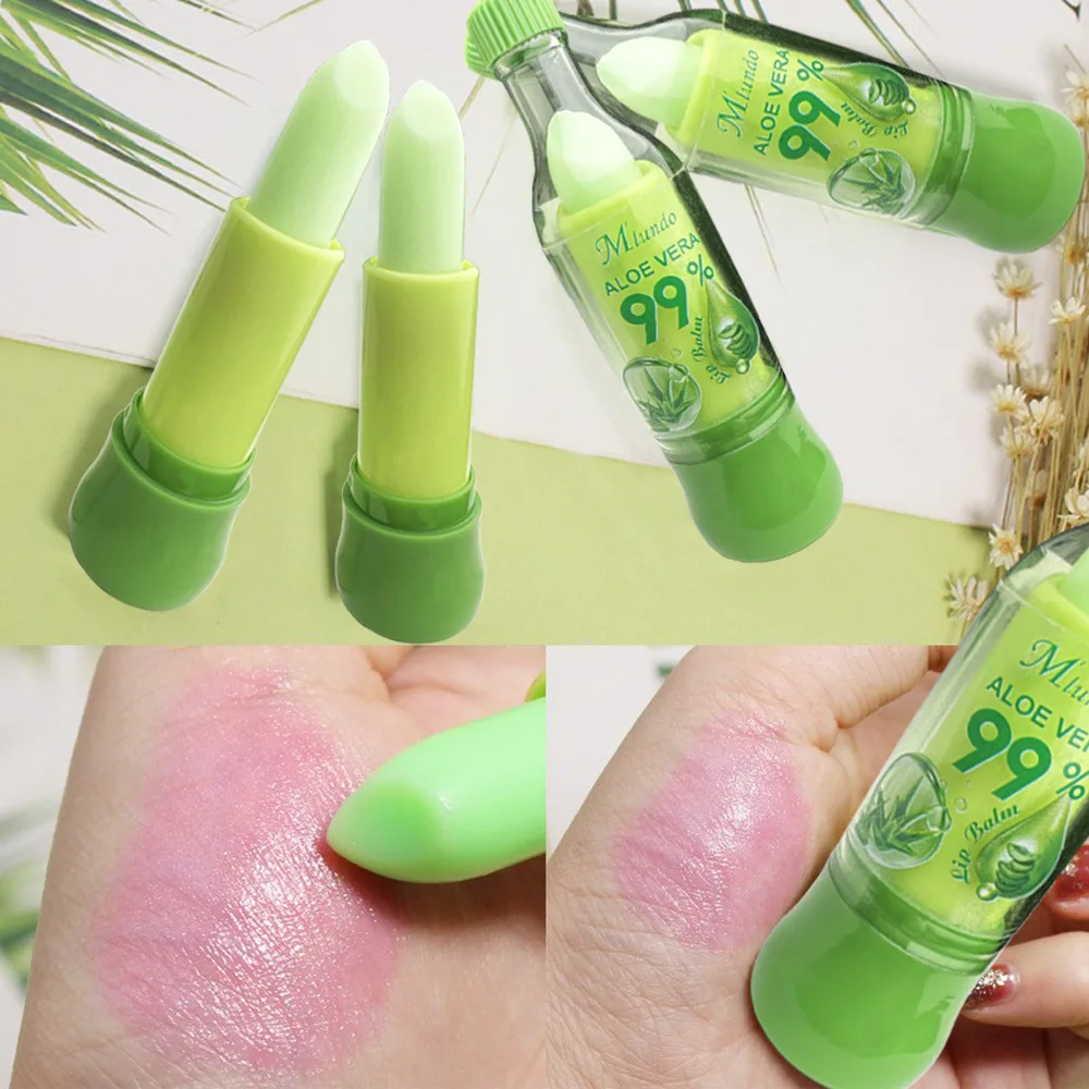 24 ชิ้น Aloe Lip Balm ลิปสติกสีเปลี่ยน Moisturizing Lip Balm สาวริมฝีปากแต่งหน้าของขวัญวันเกิด