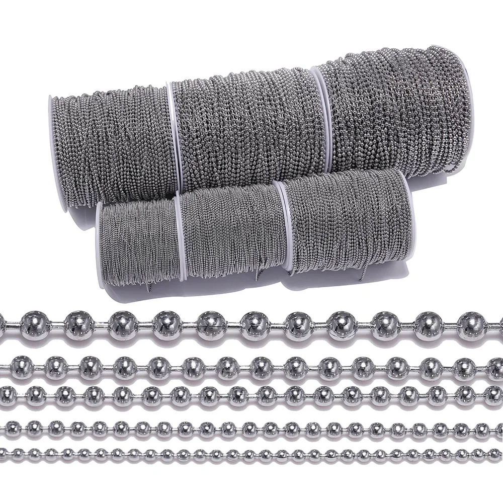 

5M/Lot 1.2-3.2mm Stainless Steel Beaded Ball Chain Bulk Ball Necklace Chains for DIY Pendant Bracelet Jewelry Making Accessories