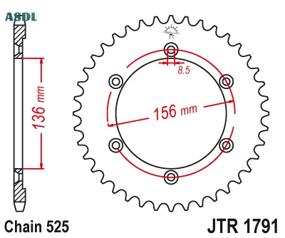 525 42T Motorcycle Rear Sprocket Chain Wheel for Suzuki Road DR650 DR 650 SE-T V W X Y K1-K9 L0-L9 M0 1996-2020 525-42T 42 Tooth