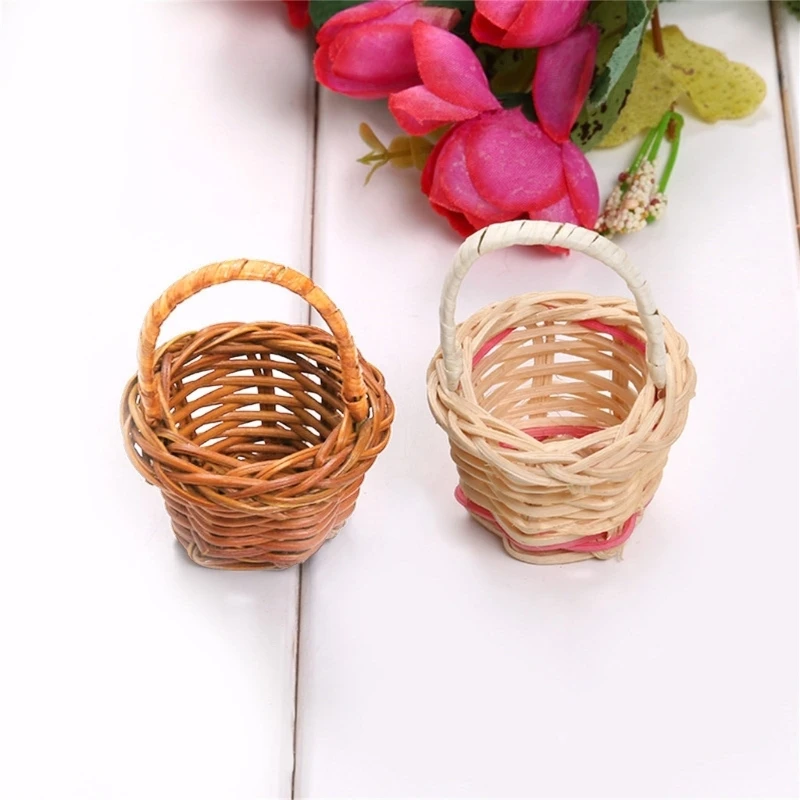 Pack of 10 Small Baskets for Crafts and Display Mini Wovens Baskets with Handle Q5WC
