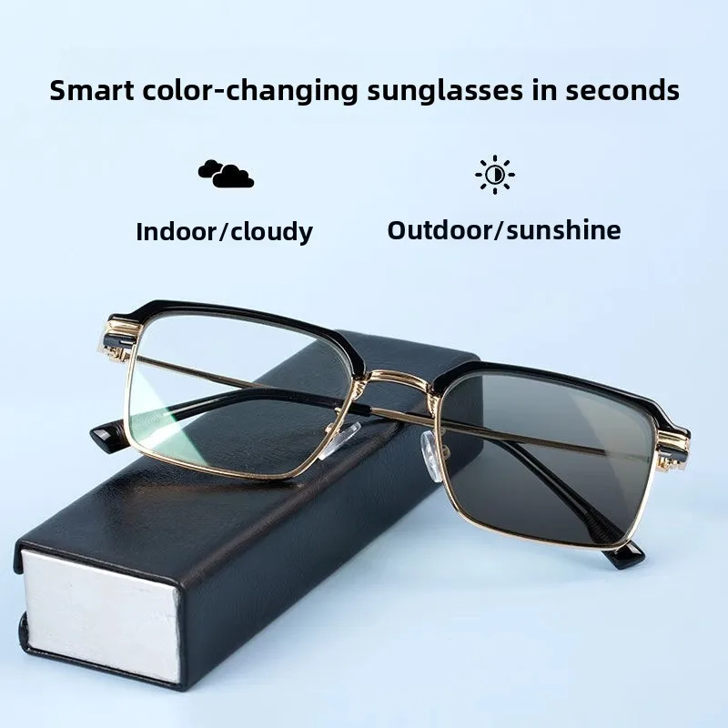 

Fashion Photosensitive Color-changing Sunglasses Reading Glasses Men Women Clear HD Lenses Eyeglasses Anti-blue Light Eyewear