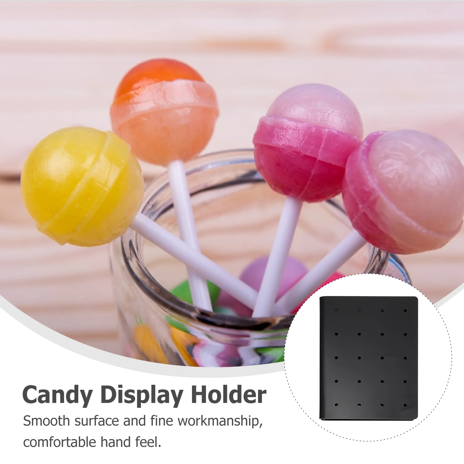 1 قطعة حامل عرض الحلوى السوداء قسط الاكريليك مصاصة حامل ثقب دائري تصميم سطح أملس هدايا الحفلات عرض الرف