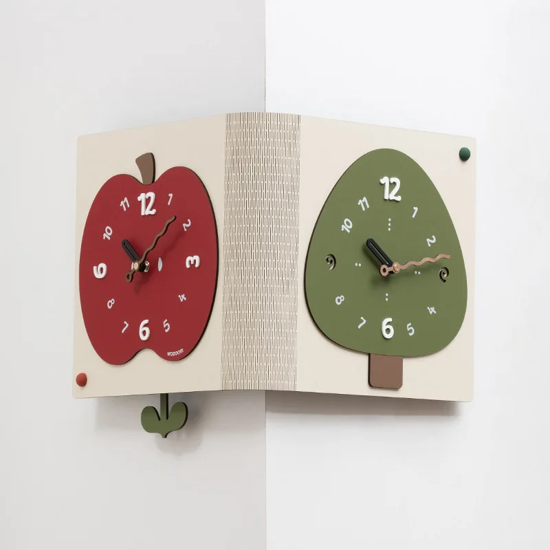 No punching, simple and creative double-sided clocks, living room corner clocks, wall-mounted corner clocks unisex home decor