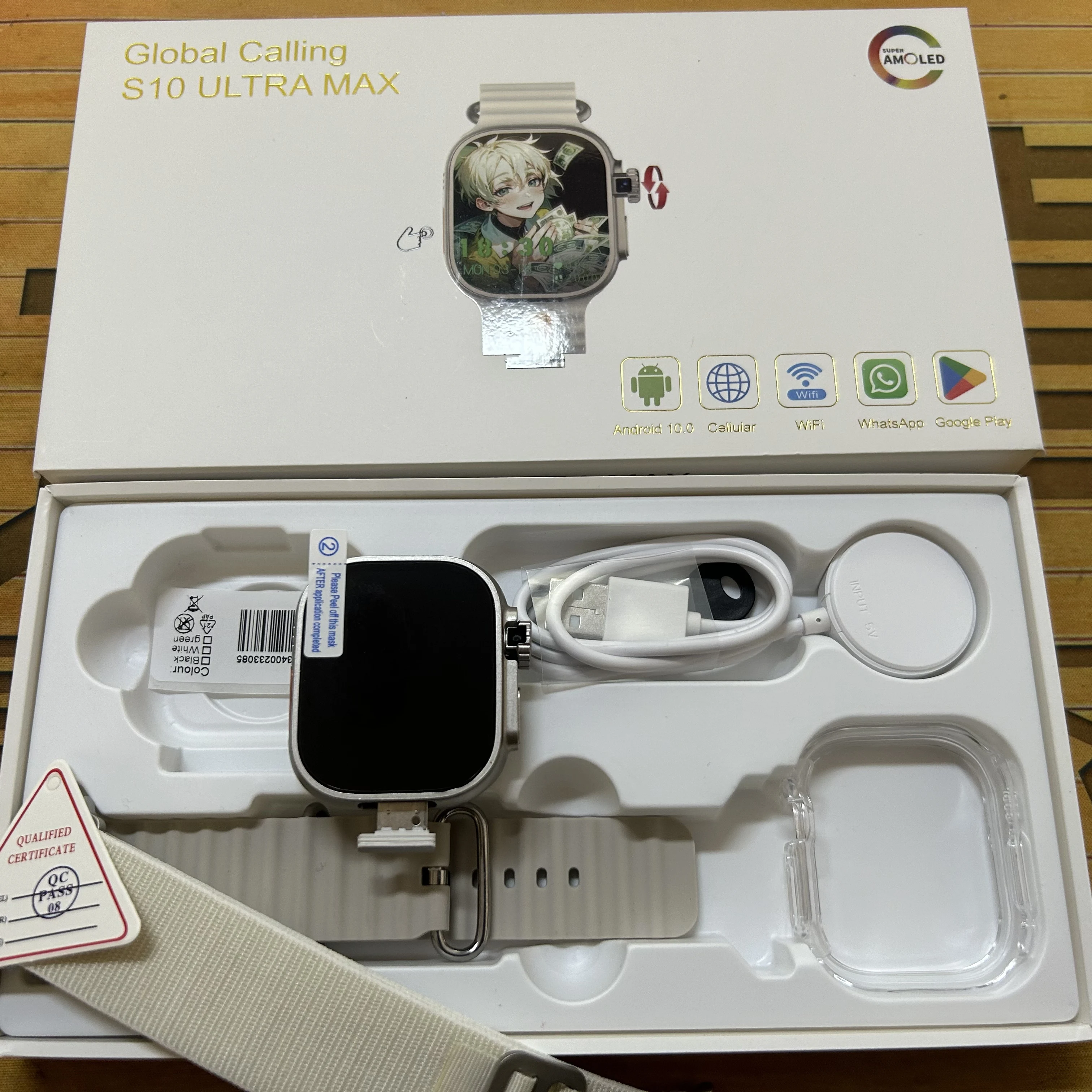 

ZestBolt S10 Ultra MAX Smartwatch Android Смарт-часы с 448*528 180 ° Поворотная камера GPS WIFI Видеозвонок NFC Компас Amoled
