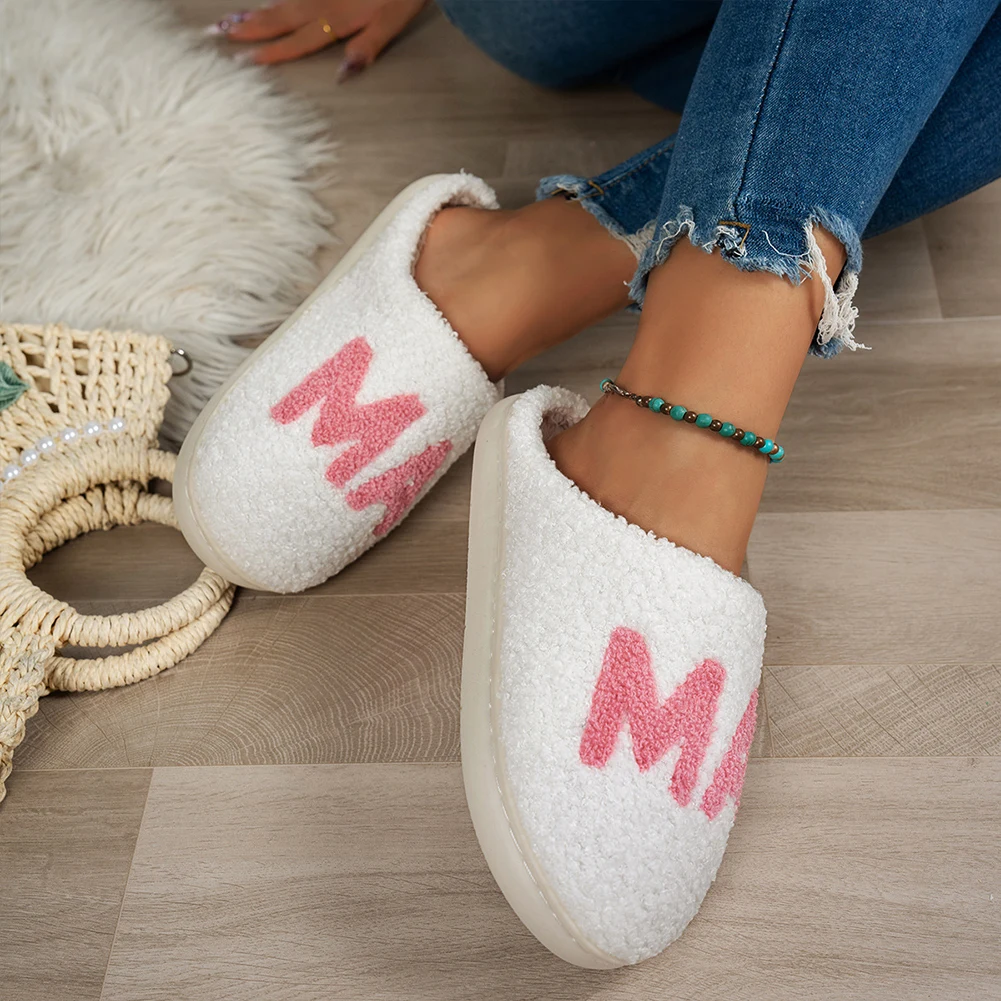 

Women Plush Slippers Fuzzy Home Slippers Non Slip Closed Toe Slippers Comfortable Flat Thermal Slippers Breathable Gifts for Mom