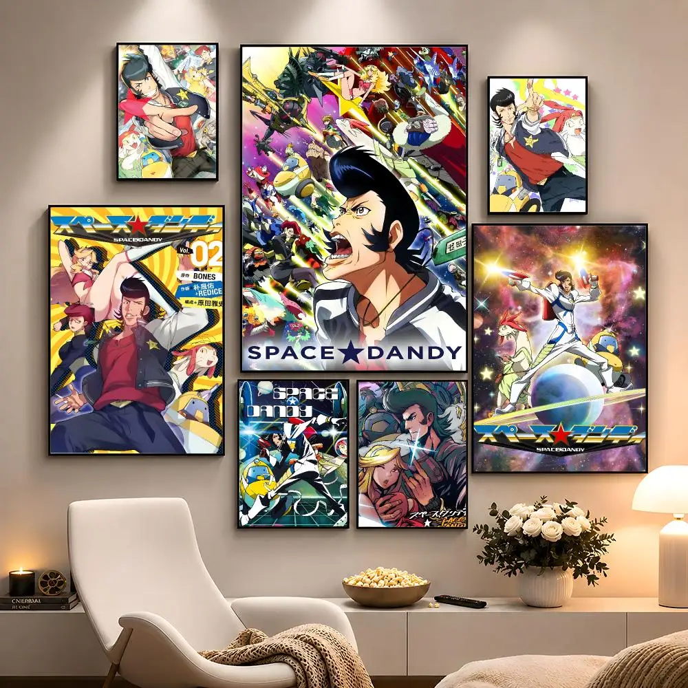 Anime Space Dandy Meow QT Alien Hunter Poster Peel And Stick Wall Art PP Waterproof HD Bedroom Living Room Home Decor Gift