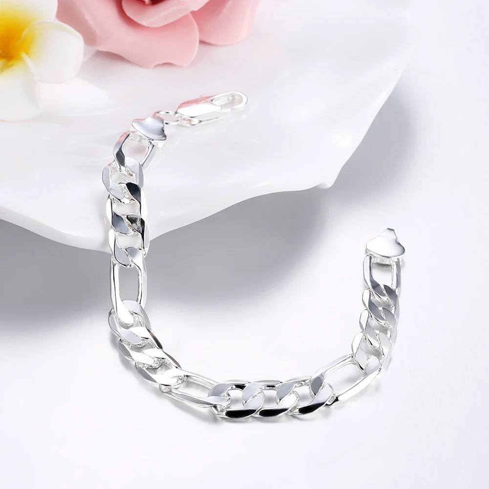 

New original 925 Sterling Silver classic 10MM geometry bracelets for women Fashion party Wedding engagement jewelry gifts