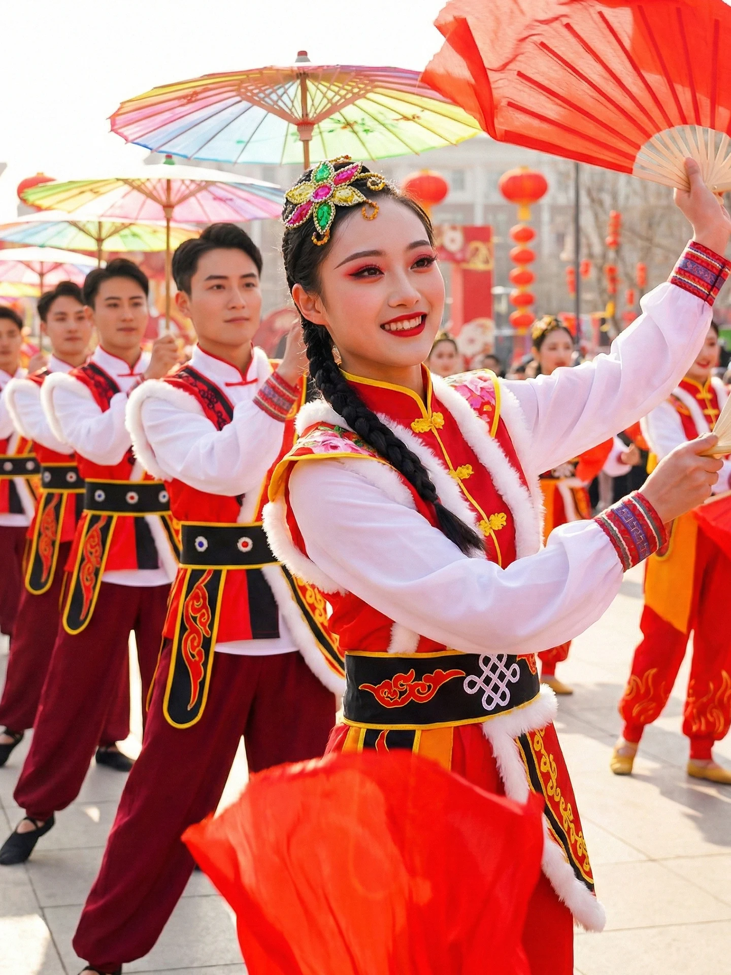 Traje de Danza del Dragón y del León 2026 de Nuevo Estilo para Adultos (Hombres y Mujeres) - Atuendo Étnico para Escenario con Tambor de Cintura, Tejido de Poliéster, Venta Online