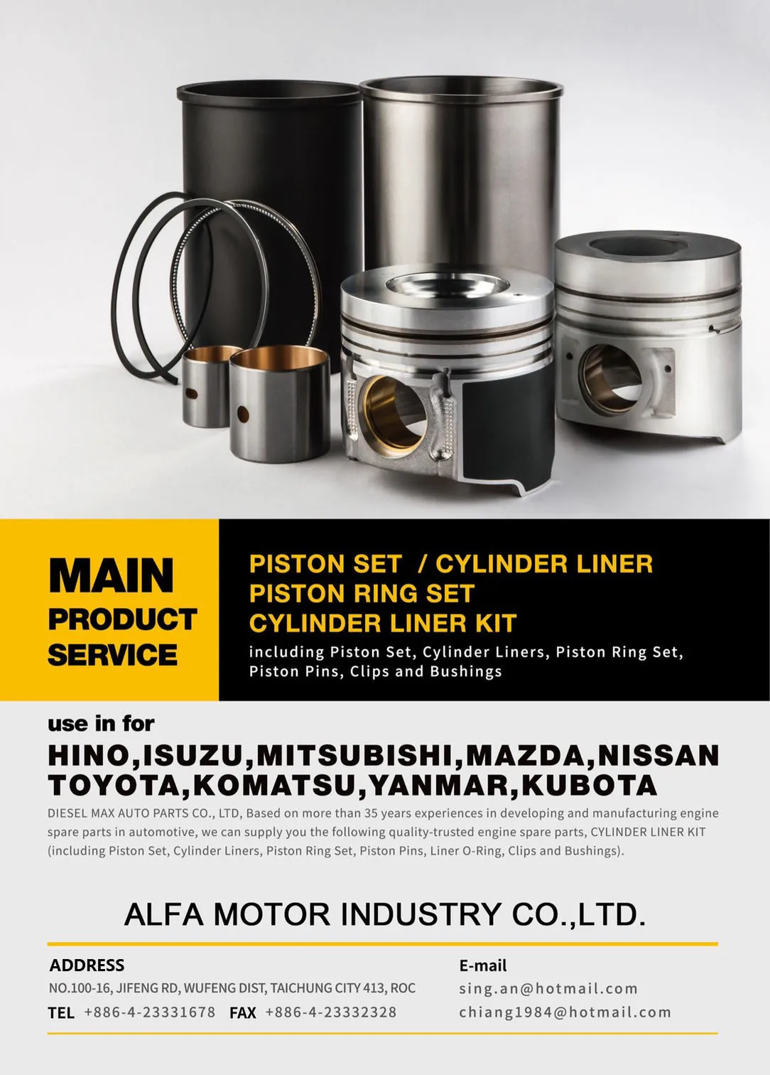 TAIWAN DIESEL-MAX N04C-TS 13216-E0010 Auto Engine Systems Piston Parts For HINO Diesel Engine