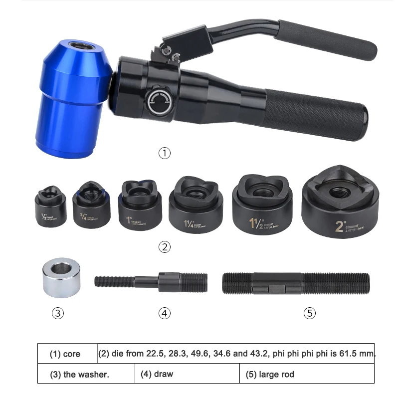 

Manual aluminum alloy hydraulic Universal punch Stainless Steel plate hole cutting Tool 3MM TPA-8 Diameter16.5-60.8MM (1/2 "-2"）