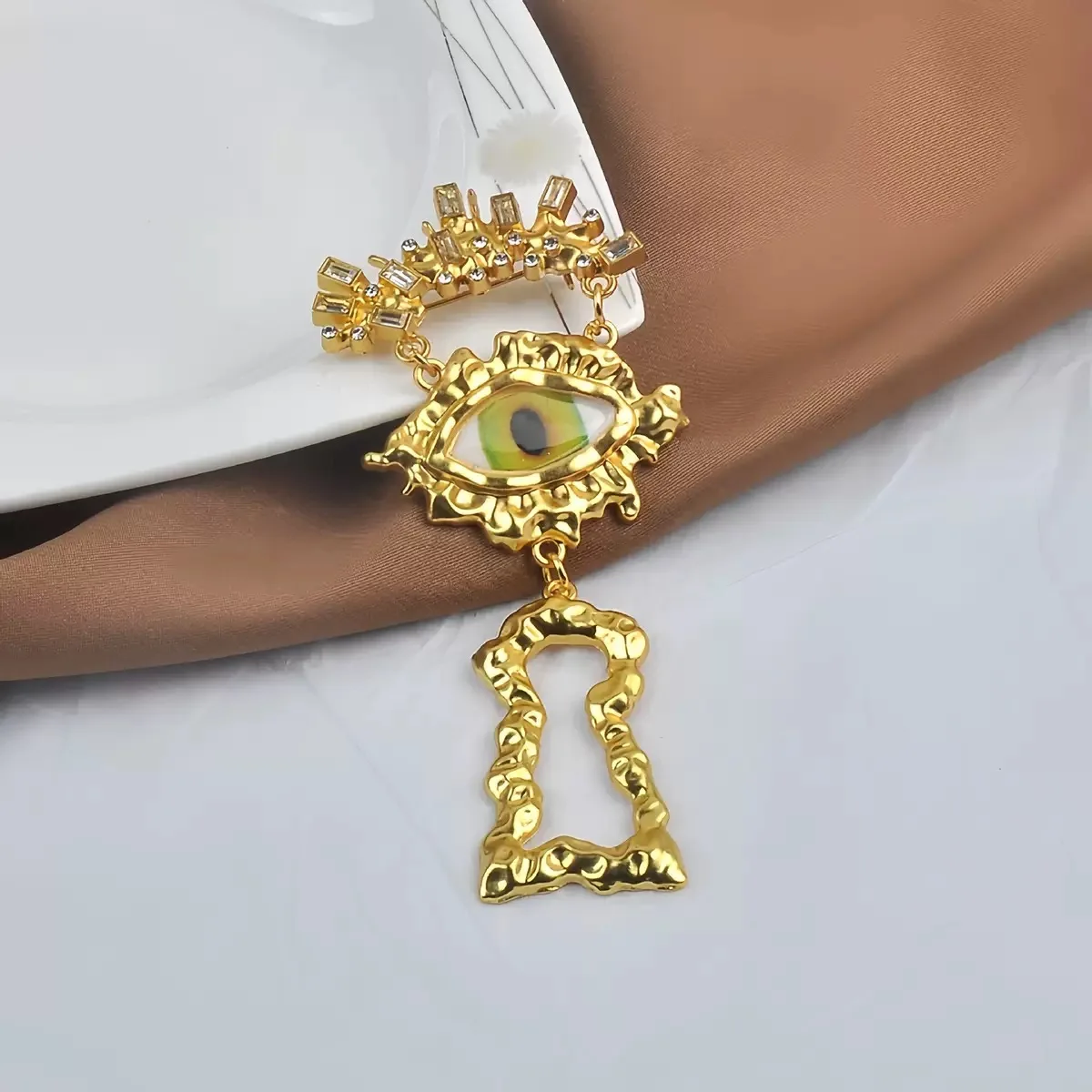 Vintage Großäugiges Abzeichen Cosplay Teufelsauge Brosche Luxus-Anstecknadel Halloween-Party Kostüm-Accessoires Quasten-Abzeichen Sammlerstück Geschenk – Detail 13