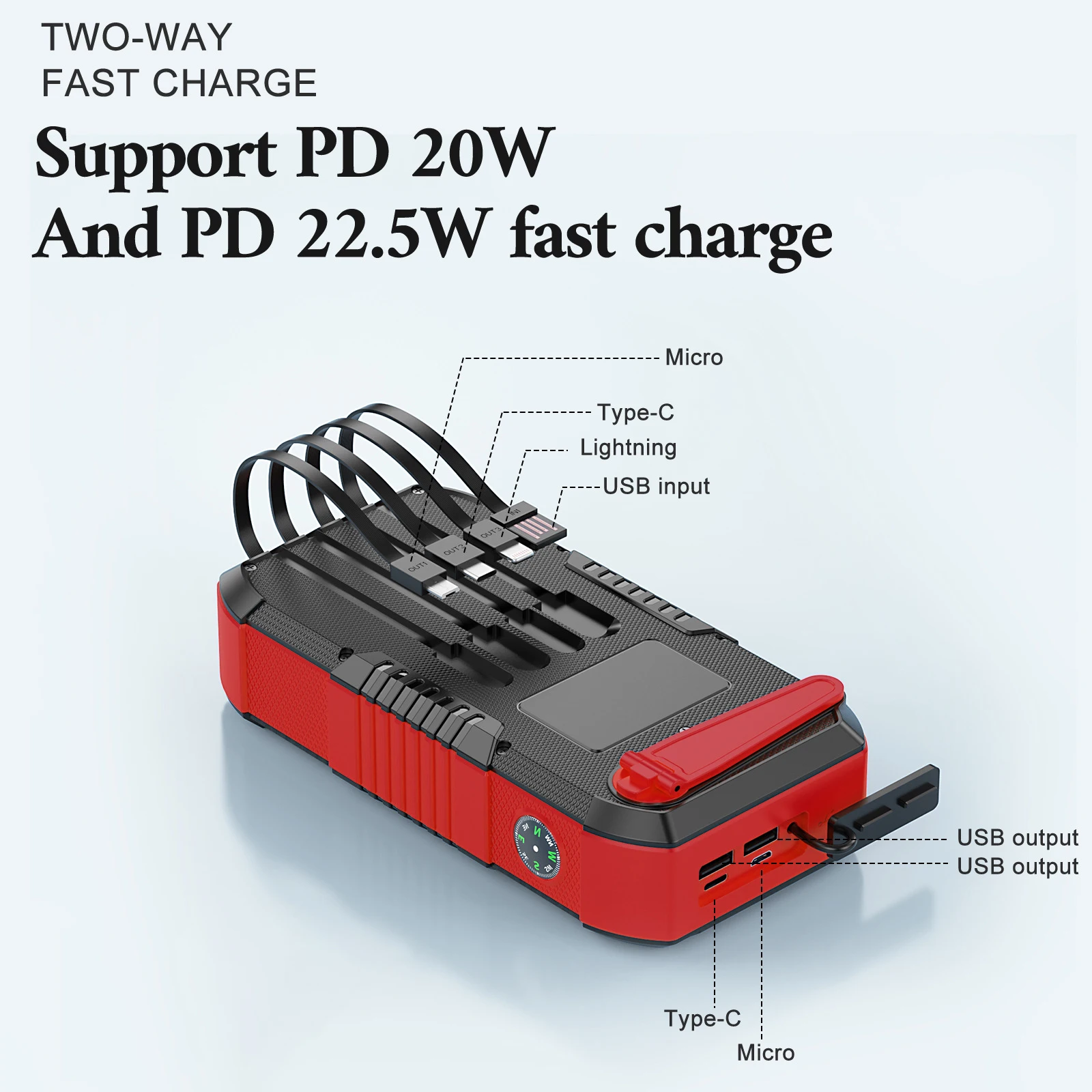 Hand Crank Solar Power Bank 66800mAh LED SOS Light Emergency Charger Powerbank for iPhone Huawei Xiaomi Samsung External Battery