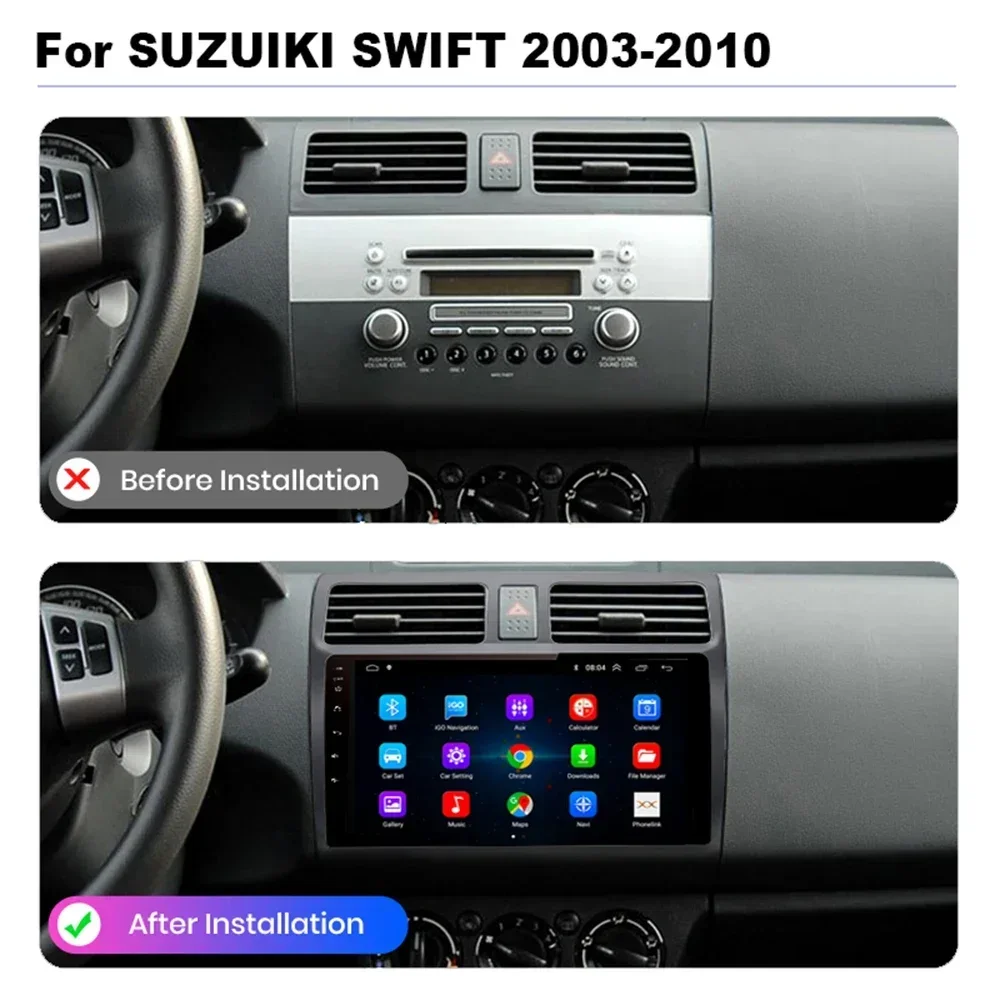 Android Car Radio For Suzuki Swift 2005 2006 2007 2008 2009 2010 Multimedia Player 2DIN Navigation GPS Video 2 Din IPS 8 CORE 4G