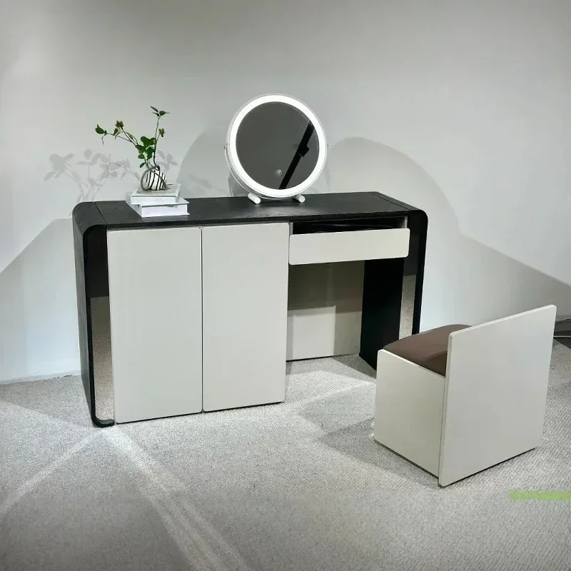 AAItalian Minimalist Light Luxury Smoked Wood Surface Bedroom Storage Cabinet Dresser Piano Paint Modern Makeup Table