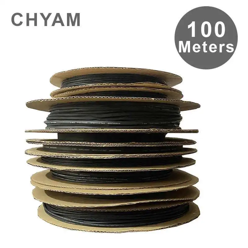 100 Meters 2:1 Polyolefin Heat Shrink Tube Shrinkable Tubing Insulating Cable Sleeve Black Diameter 5/6/7/8/10/11/12mm