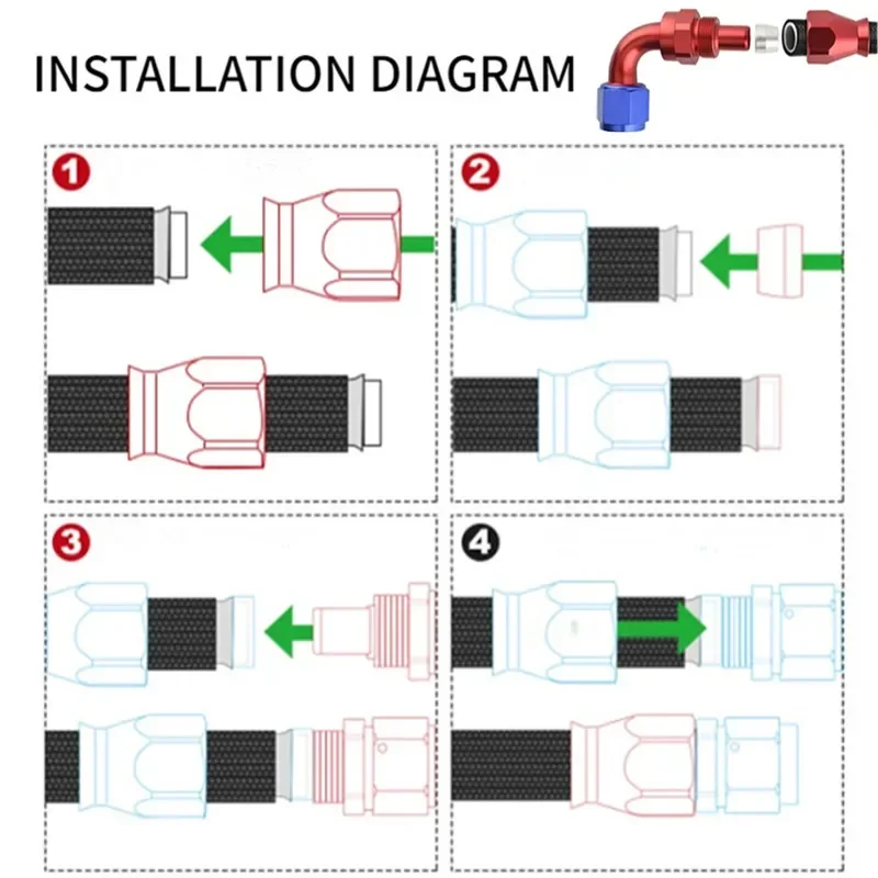 20Pcs Universal AN3 AN4 AN6 AN8 AN10 Straight 45 90 180 Degree Reusable Hose End Fittings Adapter For Swivel PTFE Oil Fuel Line