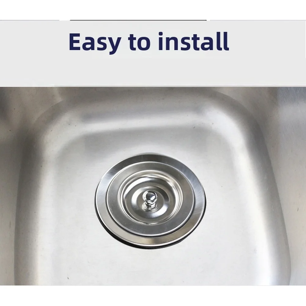 304 Stainless Steel Kitchen Sink Drain Strainer With Overflow 110mm 114mm Basket With Overflow Guard And Pull Up Water Drain