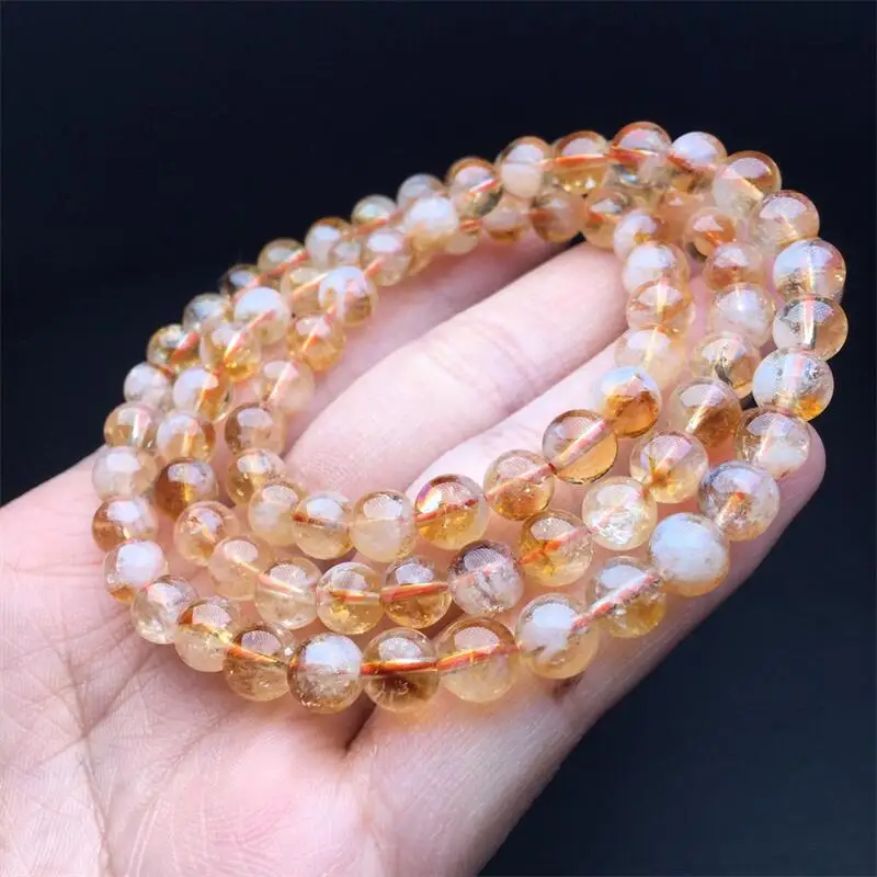 

6MM Natural Citrine Milky Quartz Bracelet Handmade Women Healing Gemstone Crystal Strand Lovers Girlfriend 1PCs